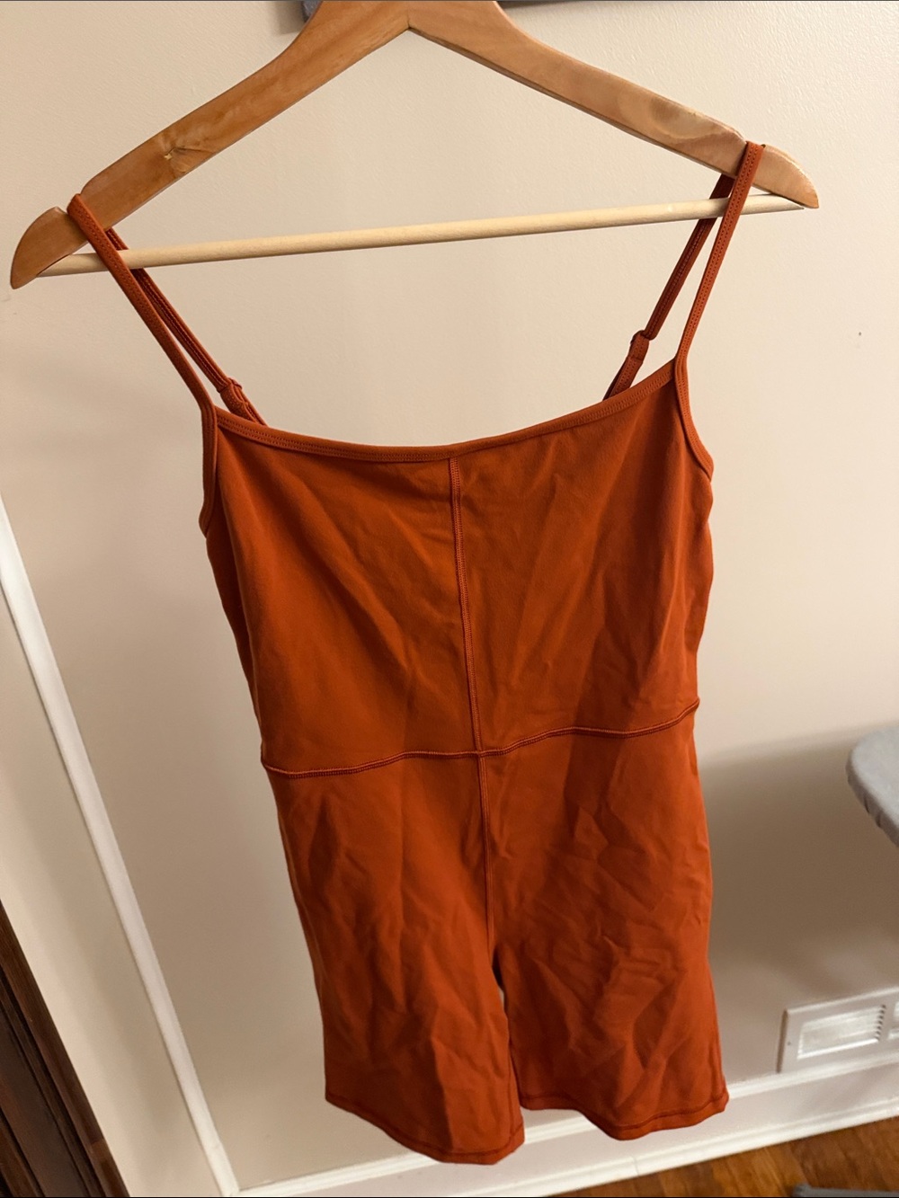 Aritzia Rust Cami Romper - Sleeveless Spaghetti Strap Unitard